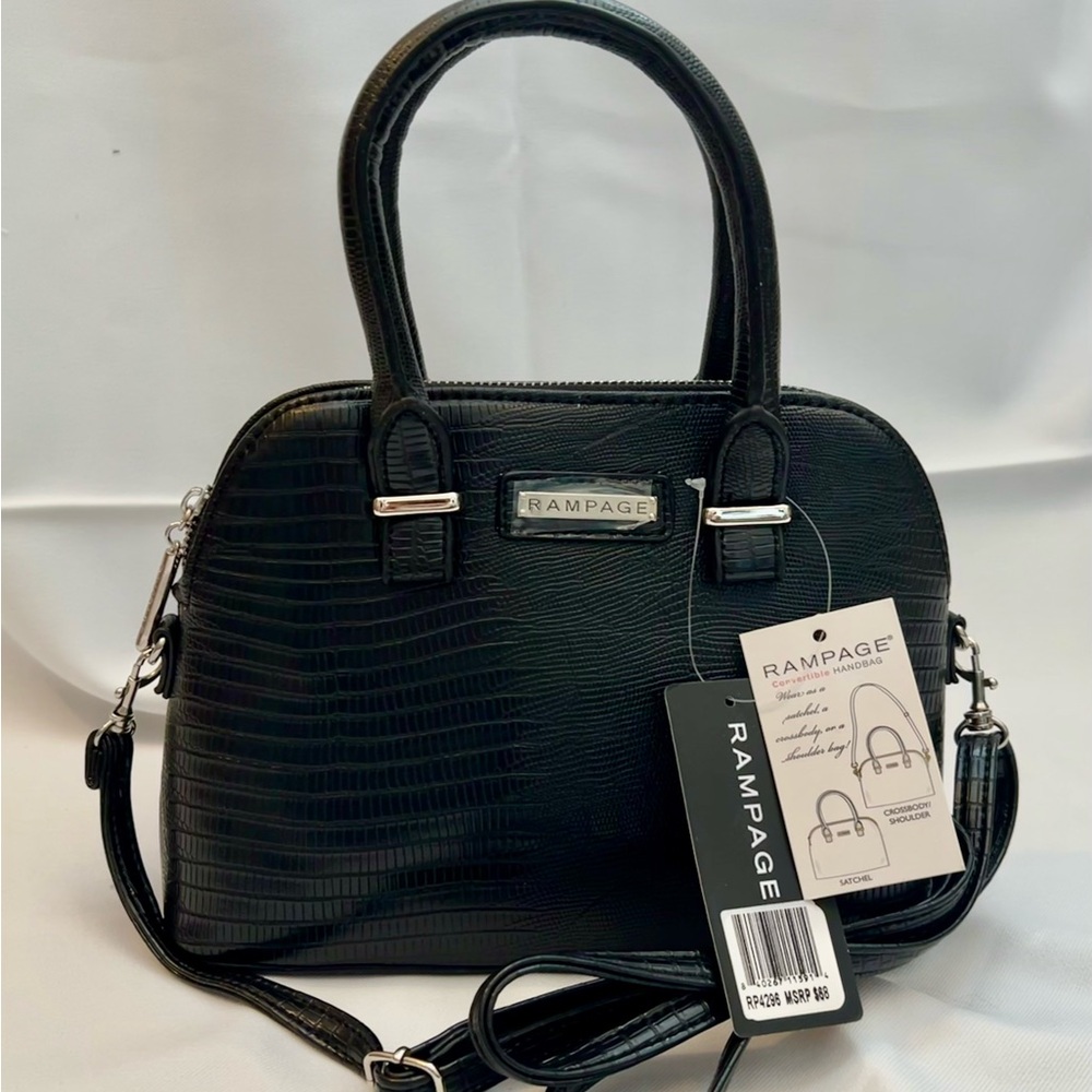 Rampage Black Croc-Embossed Women's Handbag